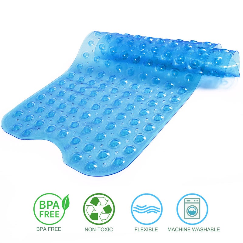 TreeBud Tree Bud Bathtub Mats for Shower Tub Non-Slip Bath Mat 39 x 16 Inch Extra Long Shower Mat, Bath Tub Mat for Bathroom with Machine Washable, BPA Free for Kids (Clear Blue) - Image 4